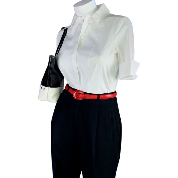 Skinny Bright Red Leather Belt with Red Leather Buckle - like new, size S/M - Picture 9 of 9